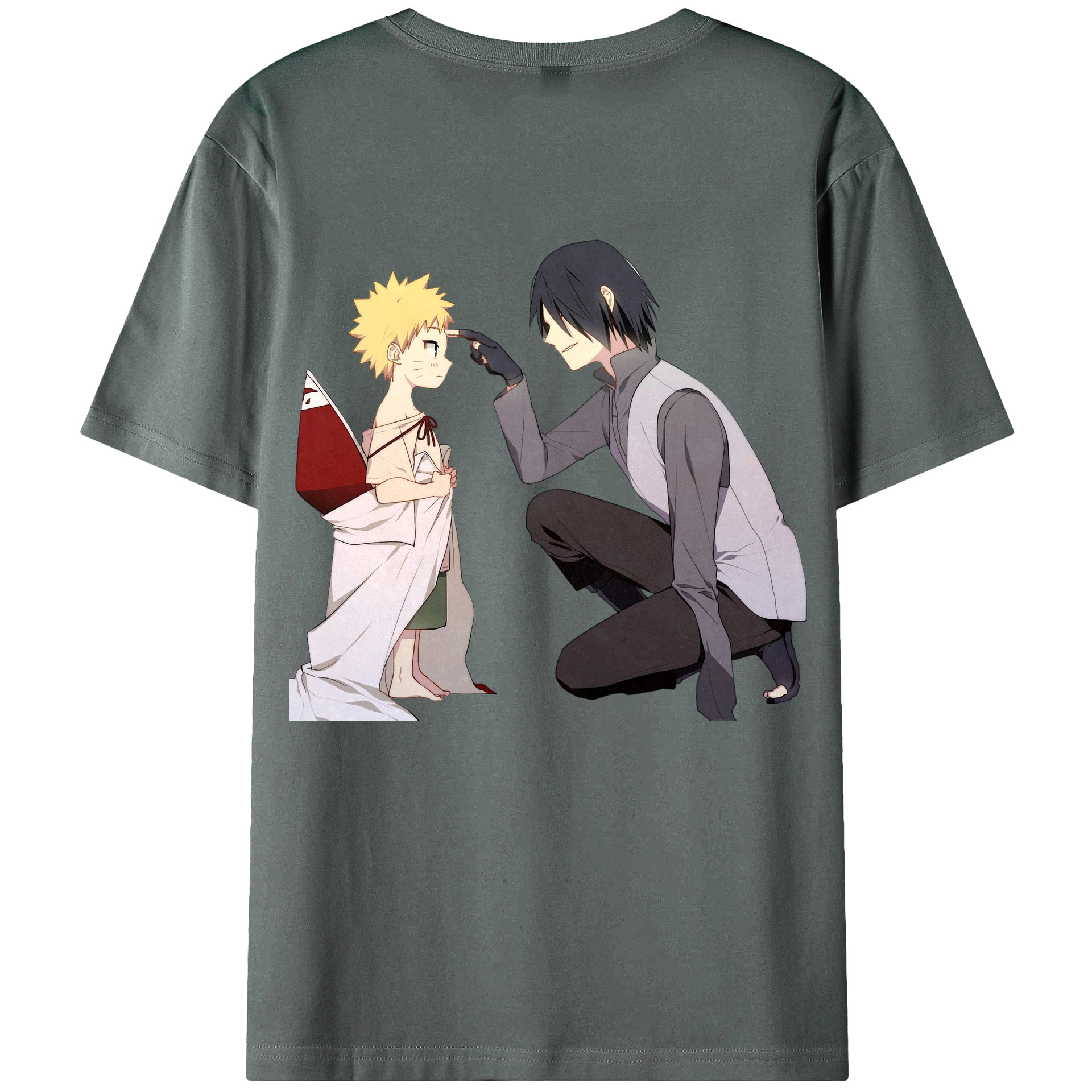 （画像用） NARUTO -ナルト- うちは サスケ Uchiha Sasuke 綿100％ メンズ半袖Tシャツ（バックプリント） 通気性